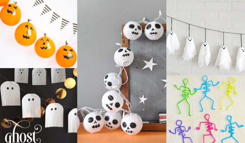 23 Guirnaldas de Halloween para niños con tutoriales y plantillas
