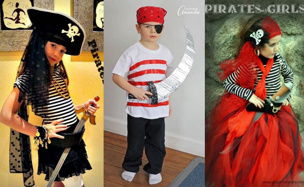 Cuerpo pestaña cordura Disfraz de pirata casero para niñas, para niños, para grupos