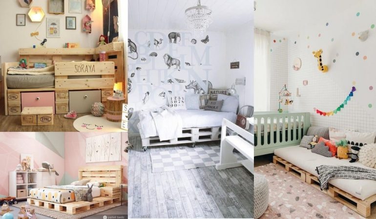 Cama infantil fabricada con palets