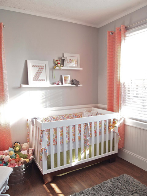 Dormitorios gris y rosa para bebés