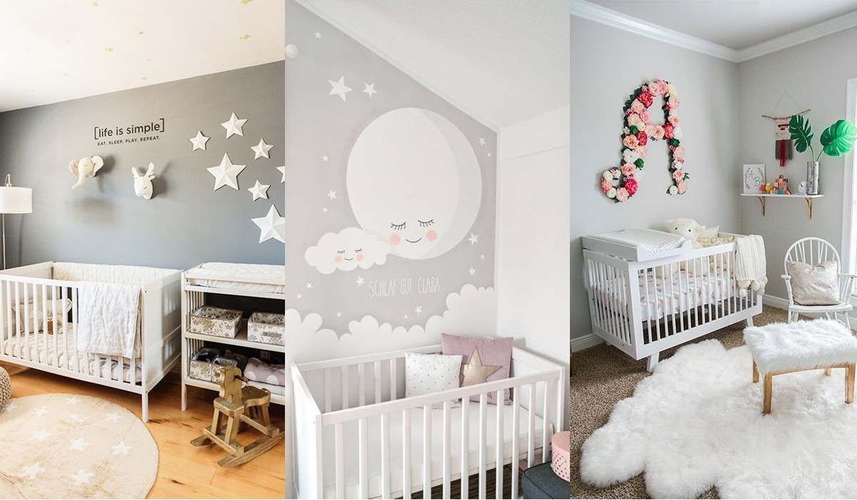 domingo segundo pared Dormitorios en gris para bebés