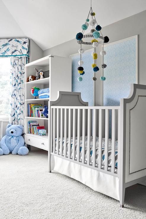 Habitación bebé gris y azul