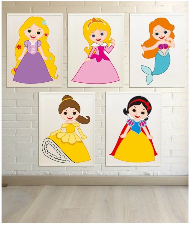 Láminas de Princesas para habitaciones infantiles