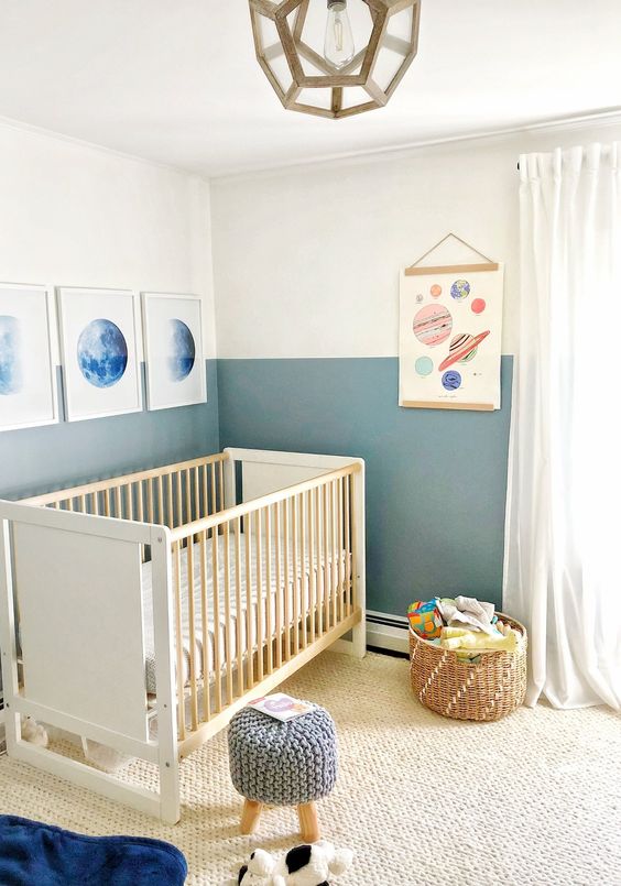  Habitación bebé en blanco y azul