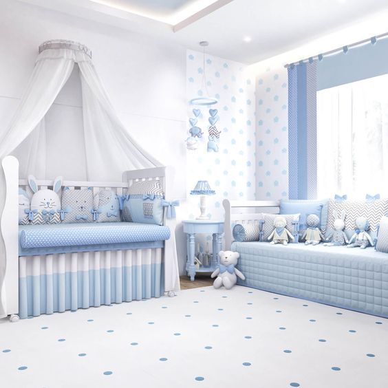  Habitación bebé en blanco y azul